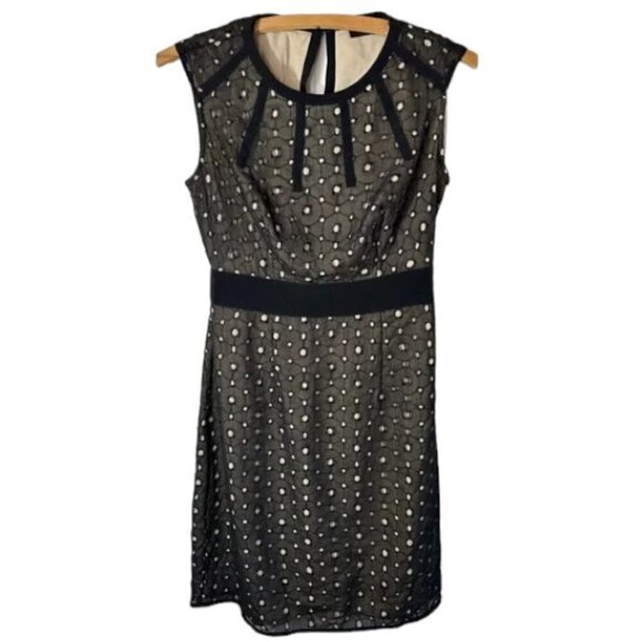 The Limited Dress Black and Tan Eyelet Sheath Dress Size 0 - Picture 1 of 8